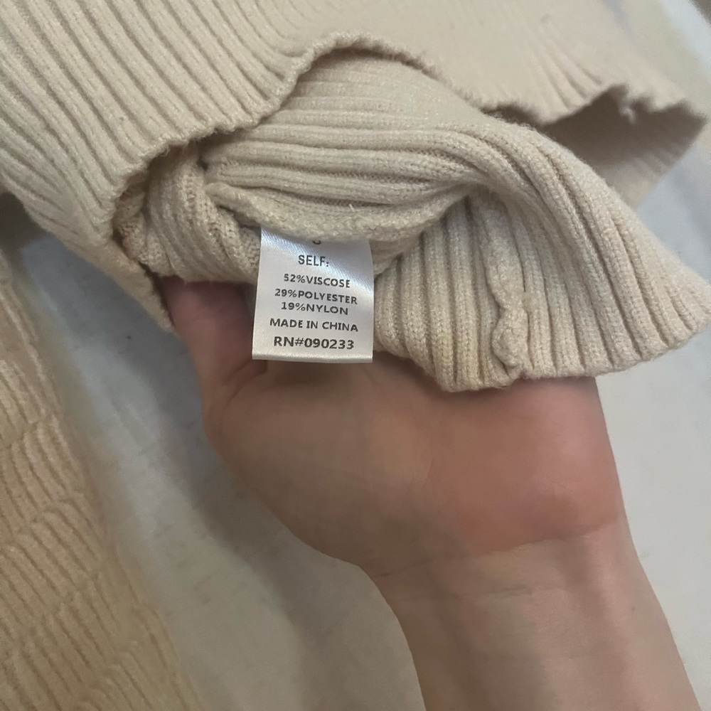 Cream Ribbed Cropped Cardigan - Picture 5 of 5